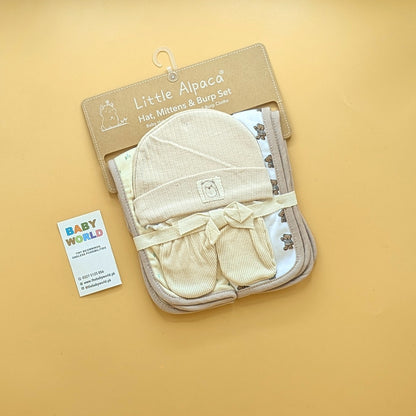 Baby Cap, Mittens, & Burp Set