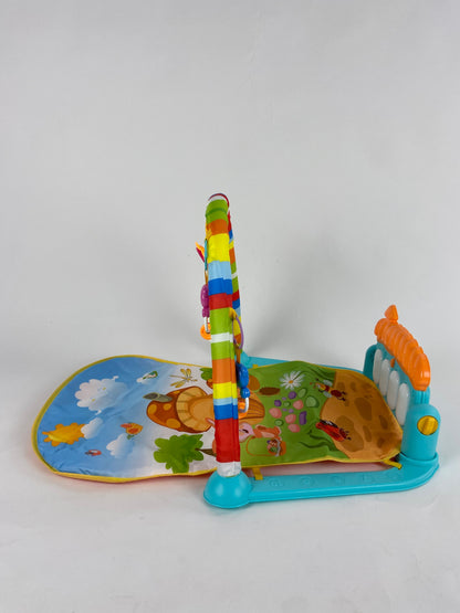 Cartoon Baby Activity Gym Fitness Baby Musical Piano Play Gym Mat With Animal Rattle Toys