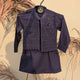 3 Pieces Premium Kameez Shalwar with Embroidered Waistcoat - Navy Blue
