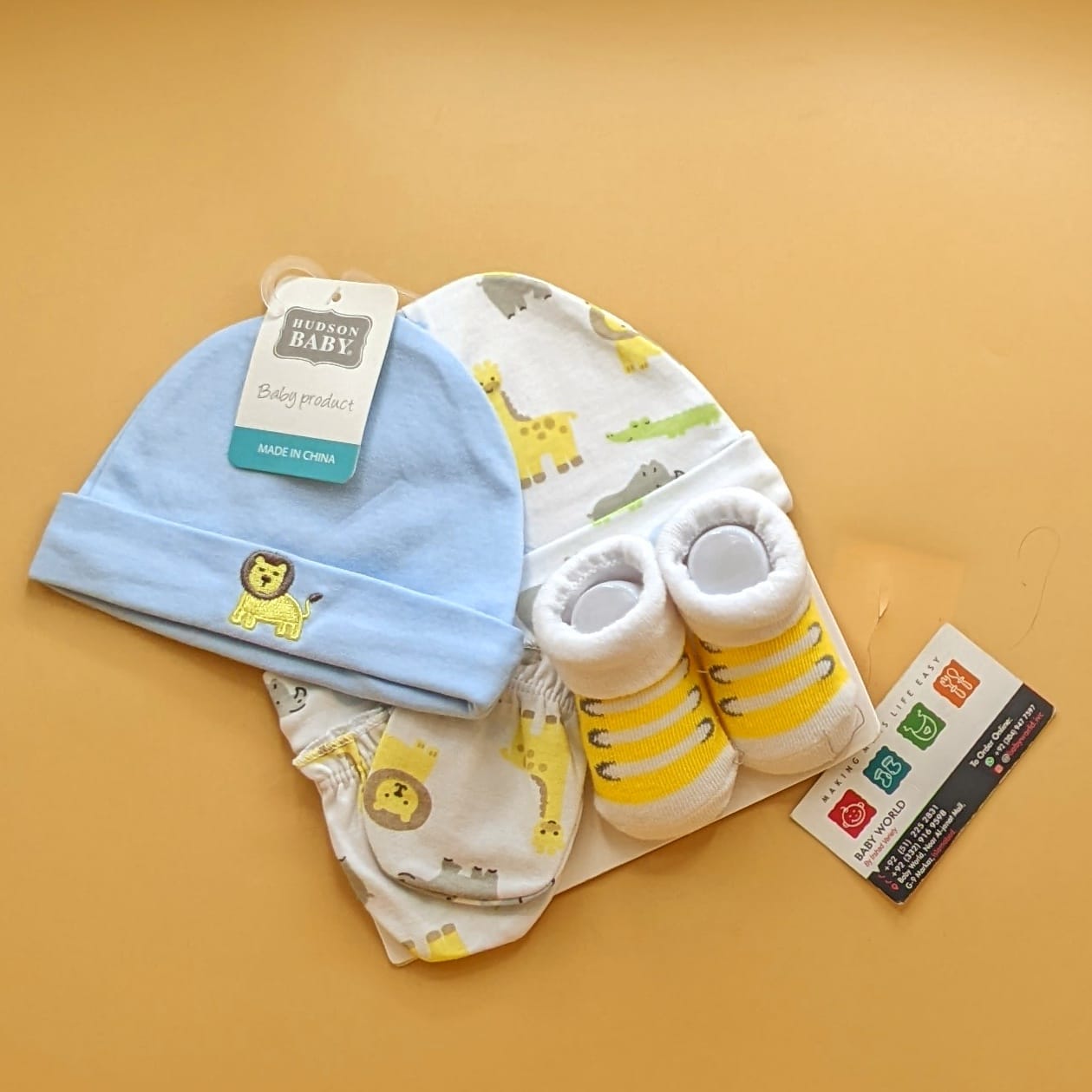 Pack of 2 Caps, Mittens & Booties Set