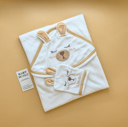 Character Hooded Bath Towel with Bath Sponge
