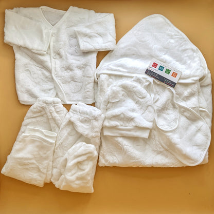 Baby 6 Pieces Furr Starter/Suit Set - Plain - Winter