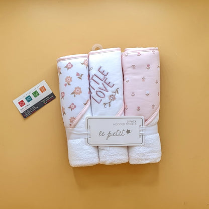 Baby Imported Pack of 3 Hooded Bath Towels with Face Towels