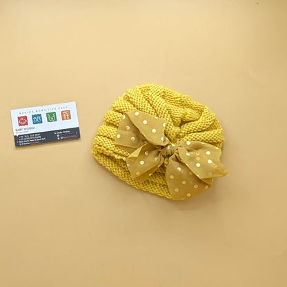Baby Wool Cap - Bow/Dots - Winter