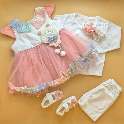 5 Pieces Frock Set - Bear 🐻