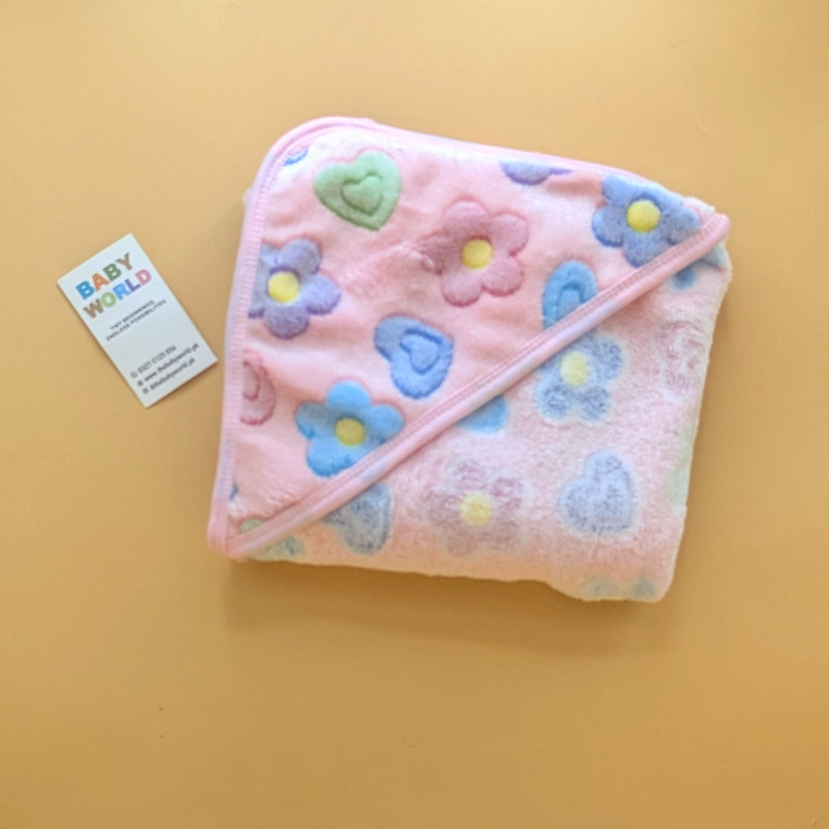 Baby Hooded Wrapping Sheet/Ac Blanket - Floral/Hearts - Winter