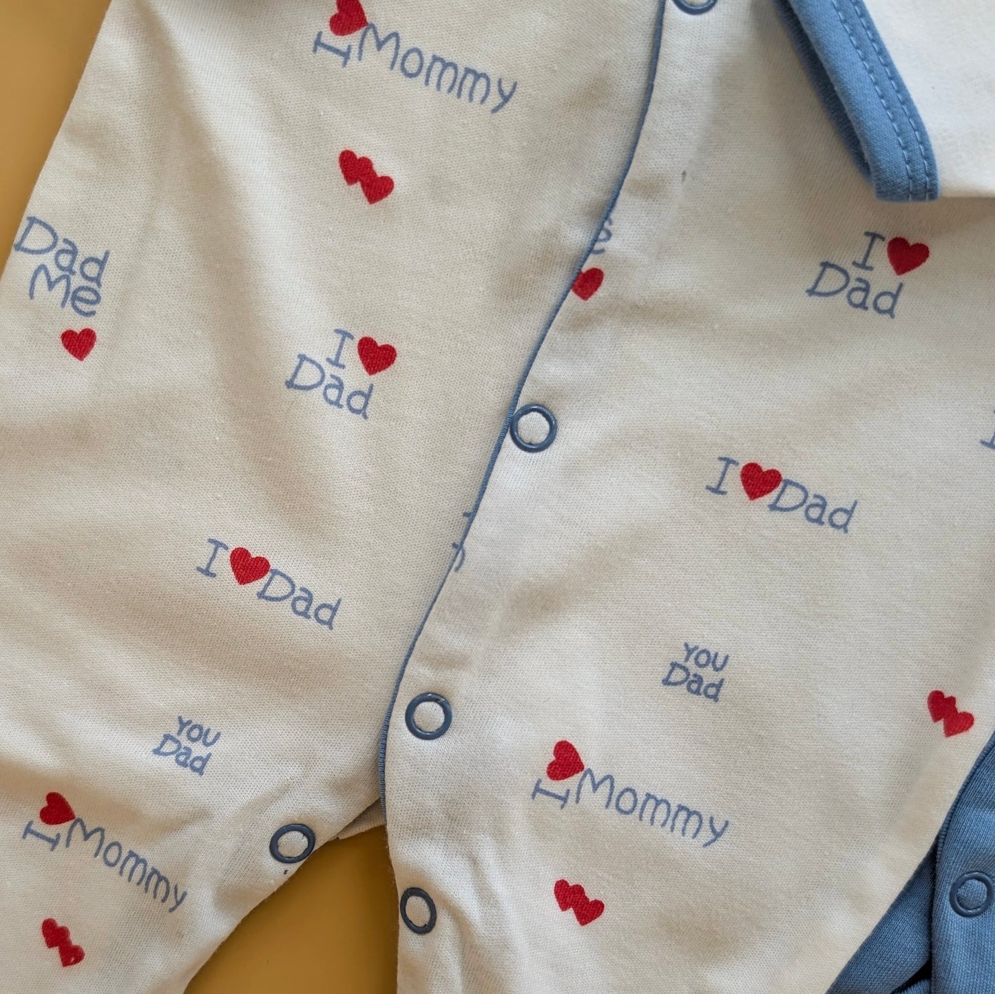 Pack of 3 Rompers/Sleep Suits - Mom, Dad, Me - Blue