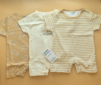 Pack of 3 Rompers/Sleep Suits Half Sleeves - Elephant 🐘 - Brown