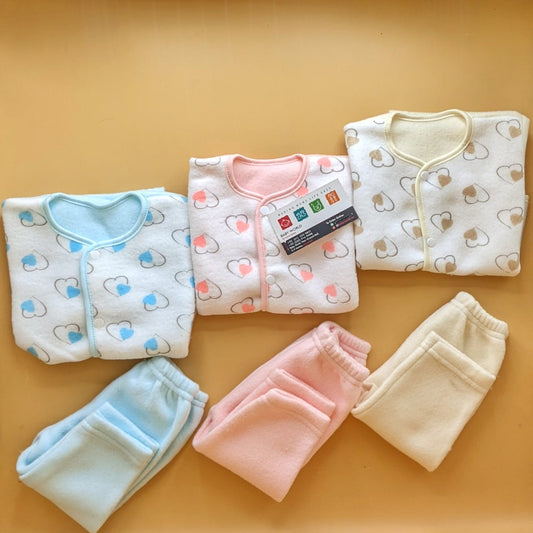 Pack of 3 Suits - Winter - Hearts - Beige/Pink/Blue