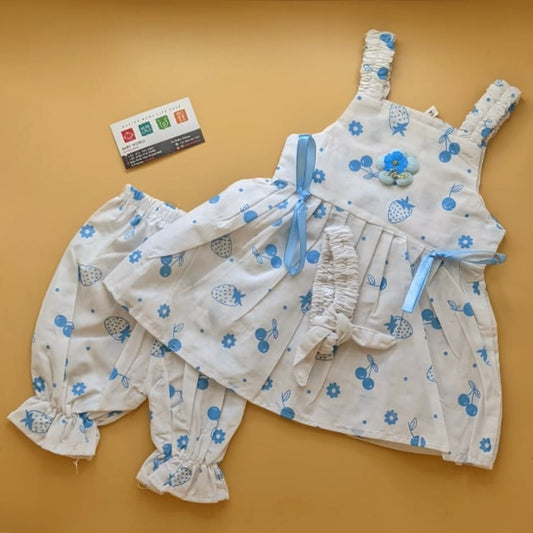 Frock with Pants & Headband  - Cherry