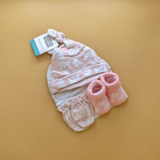 Pack of 2 Caps, Mittens & Booties Set