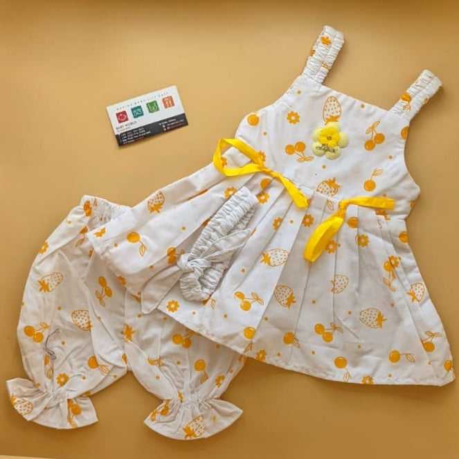 Frock with Pants & Headband  - Cherry