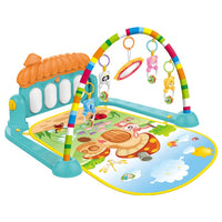 Cartoon Baby Activity Gym Fitness Baby Musical Piano Play Gym Mat With Animal Rattle Toys