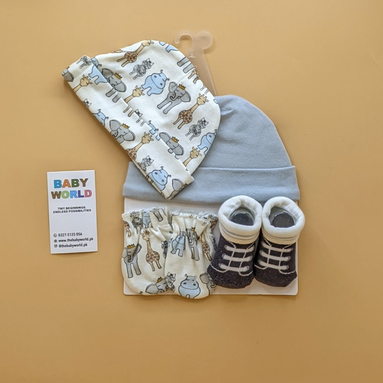 Pack of 2 Caps, Mittens & Booties Set