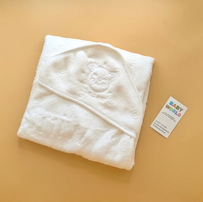 Baby Hooded Winter Wrapping Sheet/Blanket - Plain White
