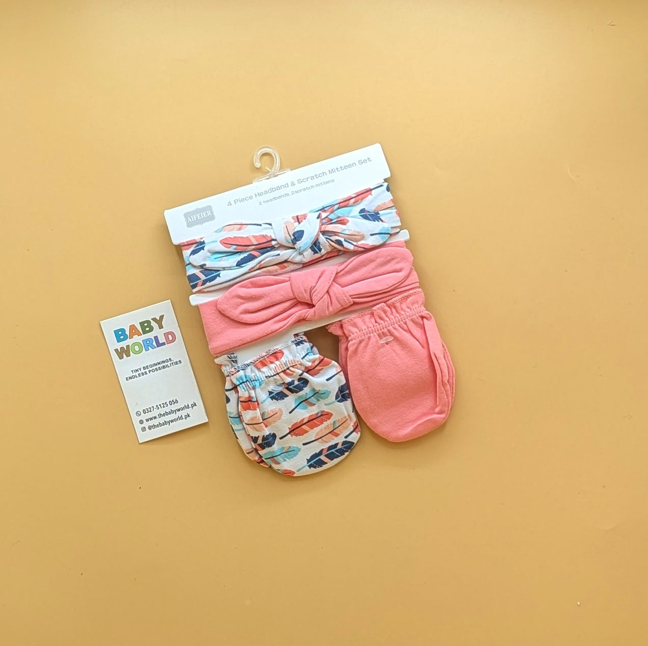 Baby 4 Piece Headband, & Mitten Set