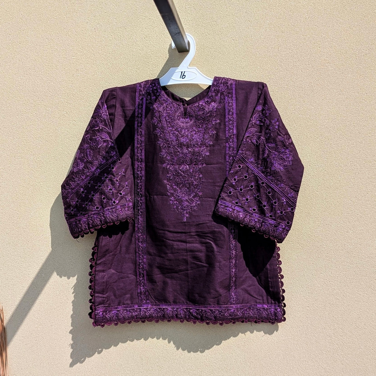 2 Pieces Baby Girl Embroidered Kameez Shalwar - Plum