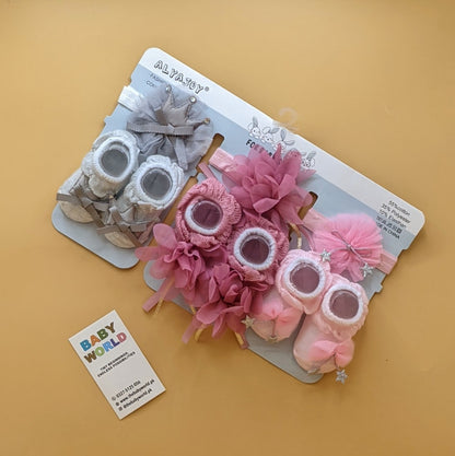 Pack of 3 Booties & Headbands Set
