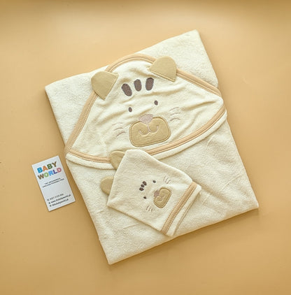 Character Hooded Bath Towel with Bath Sponge
