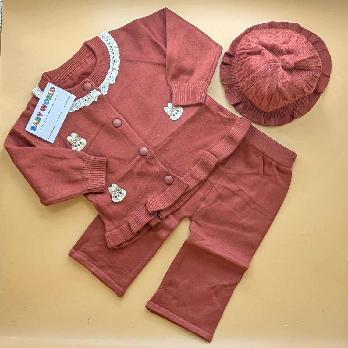 2 Piece Imported Woolen Suit with Cap - Kitty - Winter