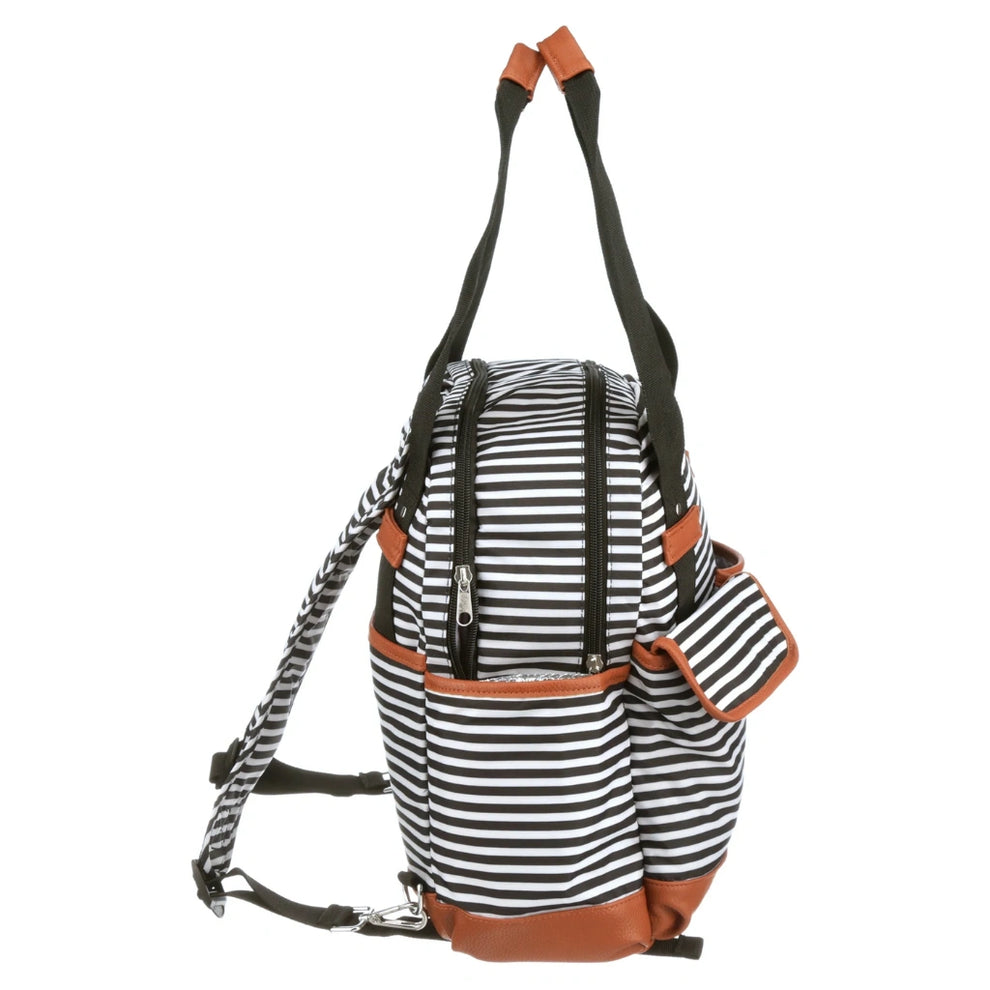iPack Striped Insulated Diaper Tote Bag with Changing Pad & Adjustable Strap