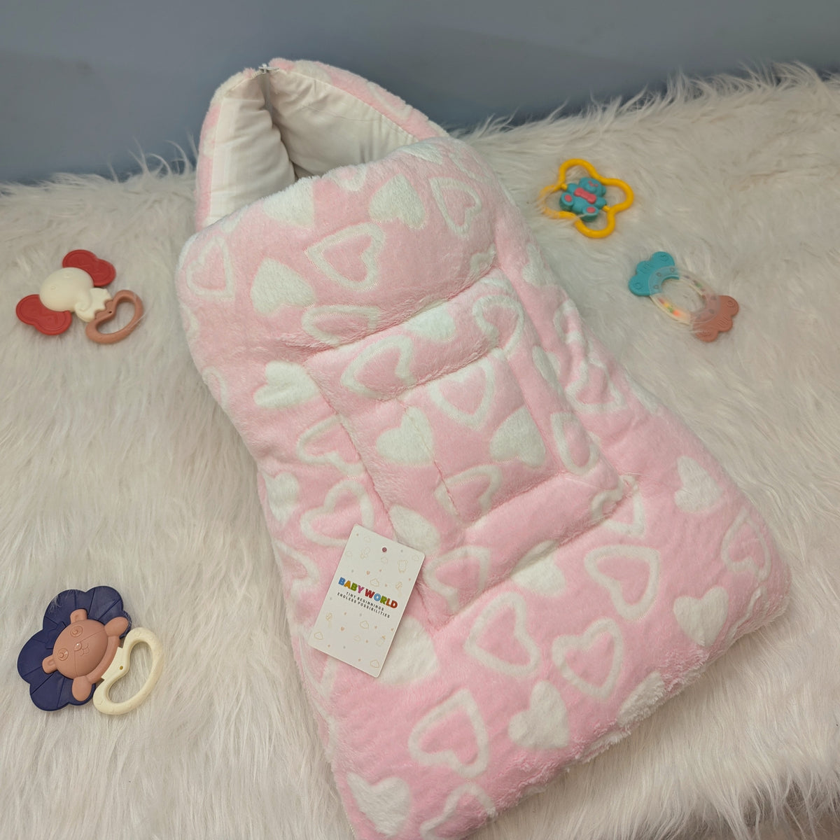 Baby Carry Nest with Hood - Hearts - Winter