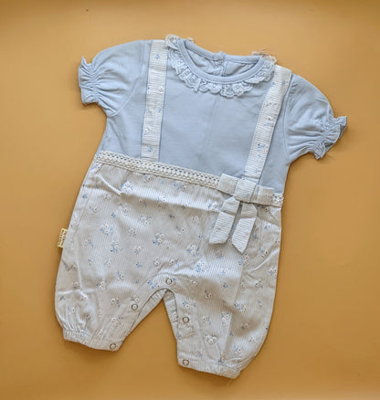 Romper - Half Sleeves - Flowers/Stripes