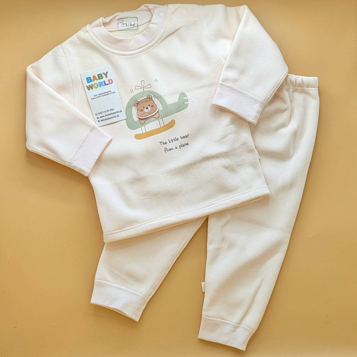 2 Pieces Premium Baby Suit - the little Bear flies a plane 🚁 - Winter