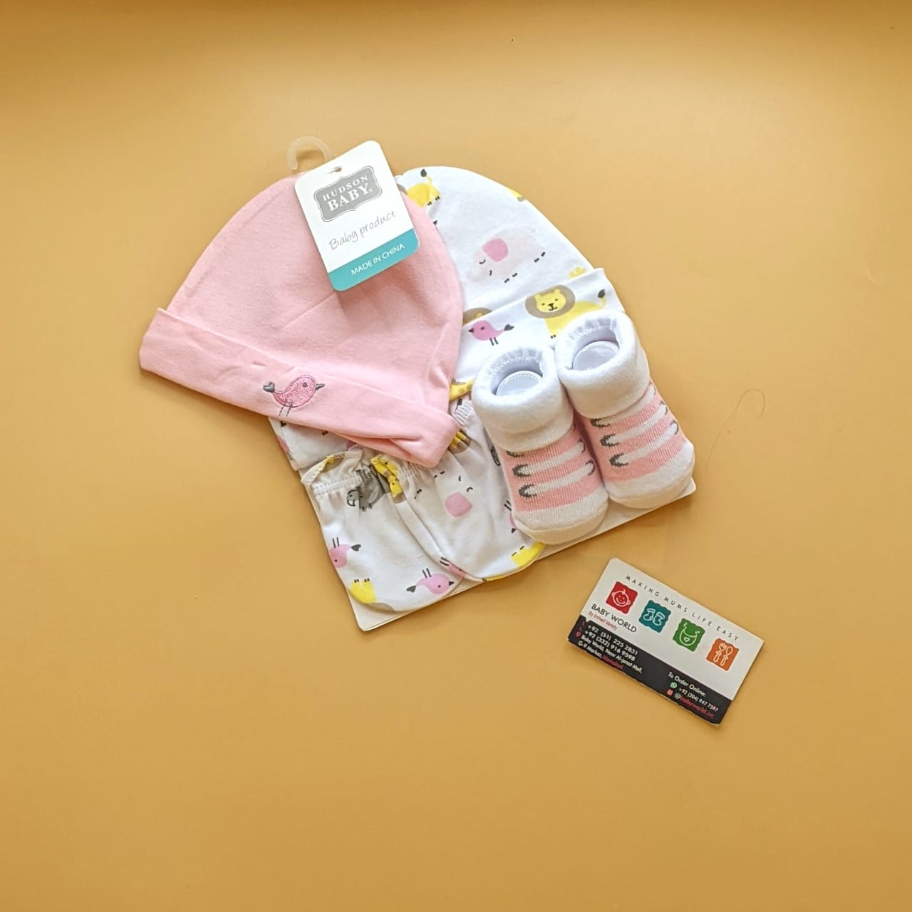Pack of 2 Caps, Mittens & Booties Set