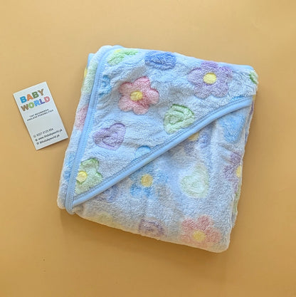 Baby Hooded Wrapping Sheet/Ac Blanket - Floral/Hearts - Winter