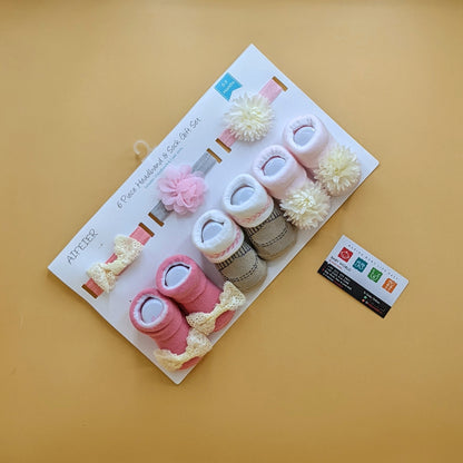 Pack of 3 Booties & Headbands Set