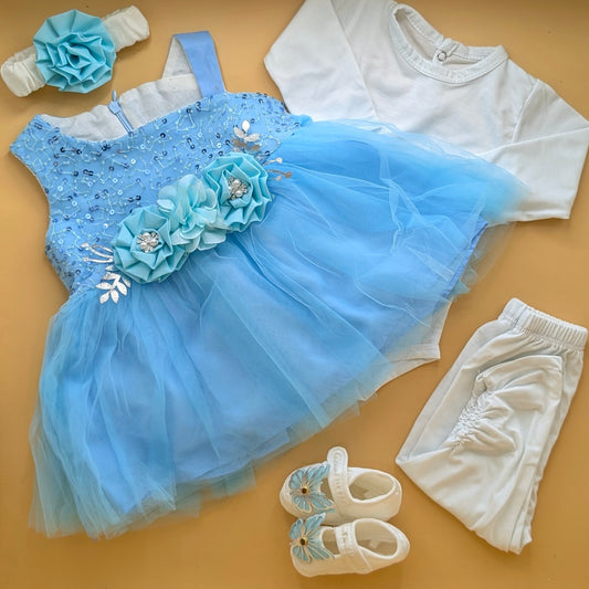 5 Pieces Frock Set - Butterfly