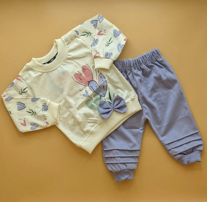 2 Piece Baby Suit - Bow/Hearts