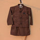 3 Pieces Premium Kameez Shalwar with Embroidered Waistcoat - Brown