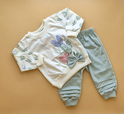2 Piece Baby Suit - Bow/Hearts