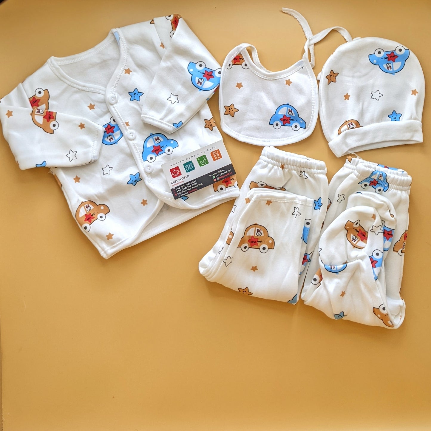 5 Pieces Suit Set - Winter - Car/Stars