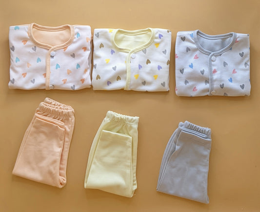 Pack of 3 Suits - Hearts - Peach/Yellow/Grey