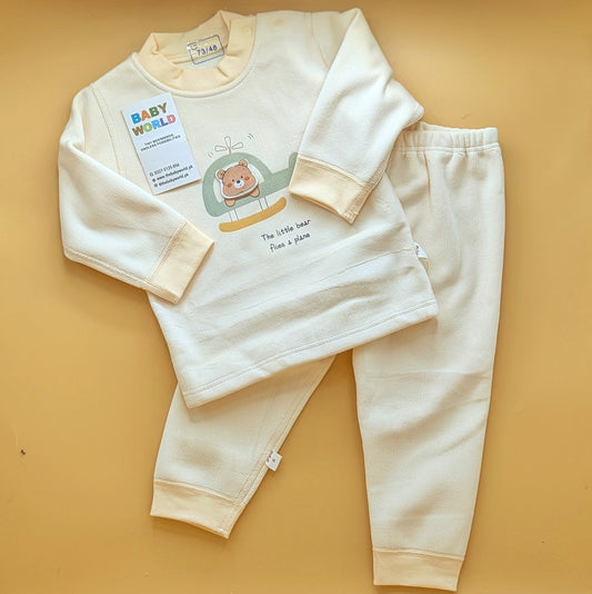 2 Pieces Premium Baby Suit - the little Bear flies a plane 🚁 - Winter