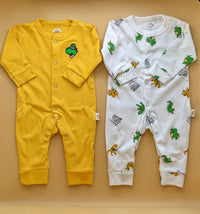 Pack of 2 Rompers - Mustard - Dinosaur 🦖