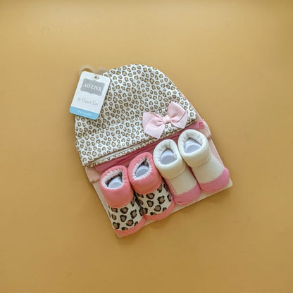 Pack of 2 Caps, Mittens & Booties Set