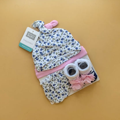 Pack of 2 Caps, Mittens & Booties Set