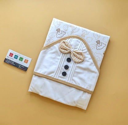 Hooded Wrapping Sheet/Blanket - Winter - Bow/Buttons 🔘