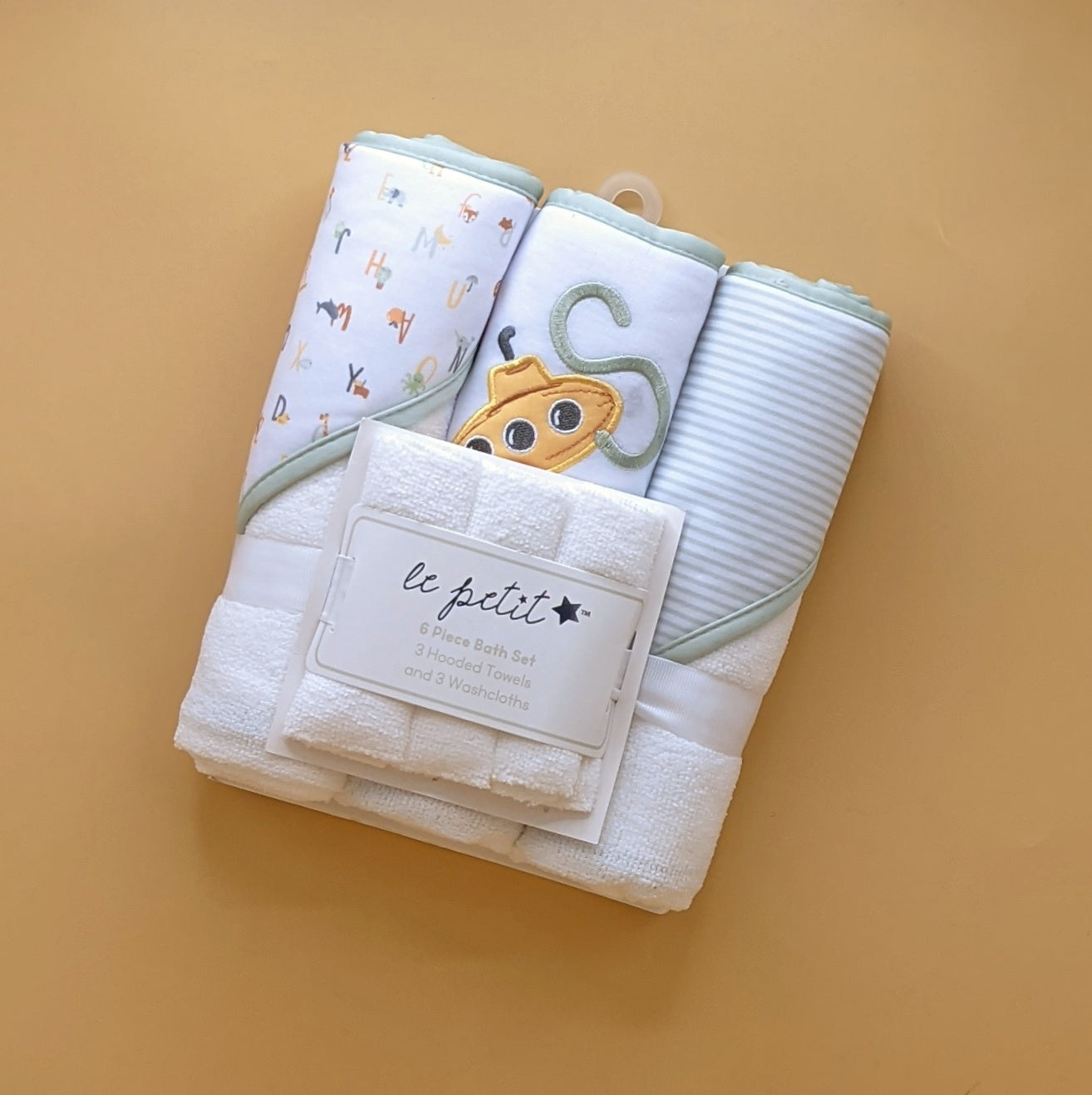 Pack of 3 Hooded Bath Towels With 3 Washcloths