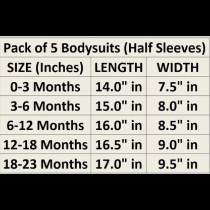 Pack of 5 half sleeves bodysuits - Pink/Green