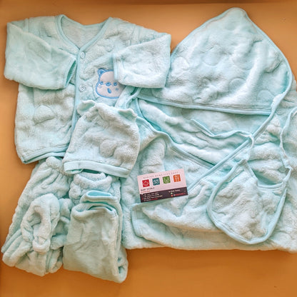Baby 6 Pieces Furr Starter/Suit Set - Plain - Winter