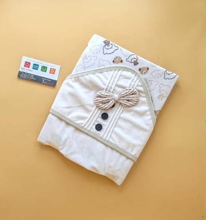 Hooded Wrapping Sheet/Blanket - Winter - Bow/Buttons 🔘
