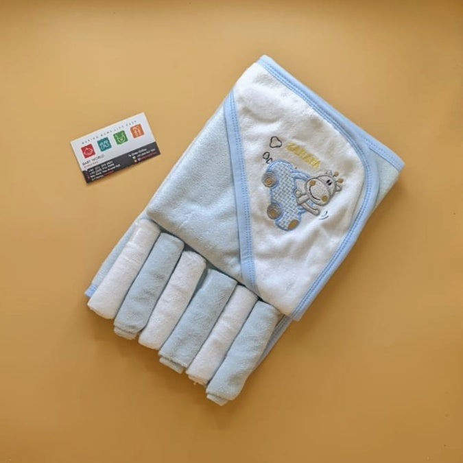 Hooded Bath Towel with 6 Washcloths