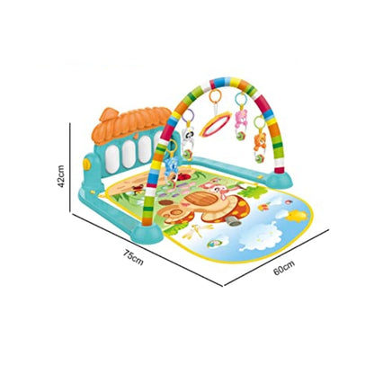 Cartoon Baby Activity Gym Fitness Baby Musical Piano Play Gym Mat With Animal Rattle Toys