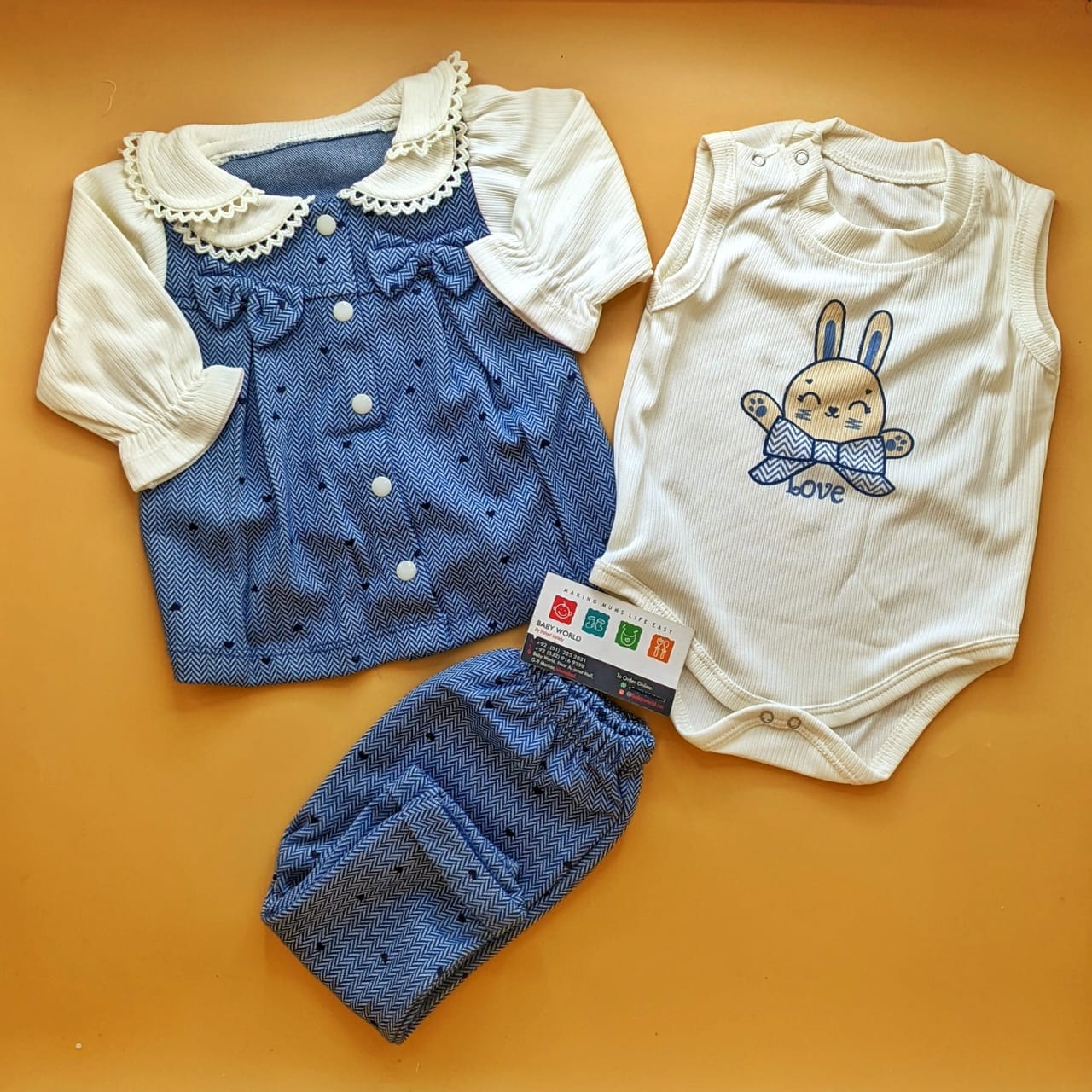 Frock with Bodysuit & Pant - Rabbit Love