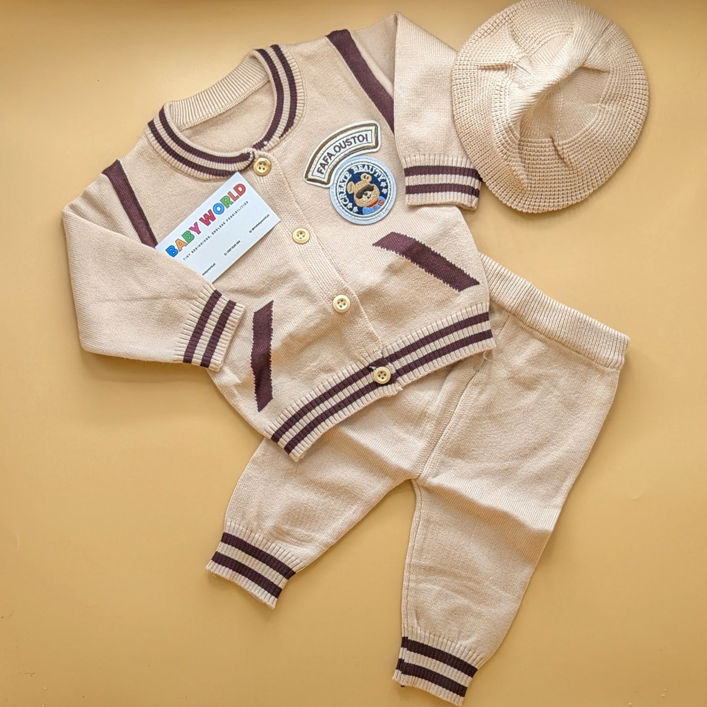 2 Piece Imported Woolen Suit with Cap - Cartoon - Winter